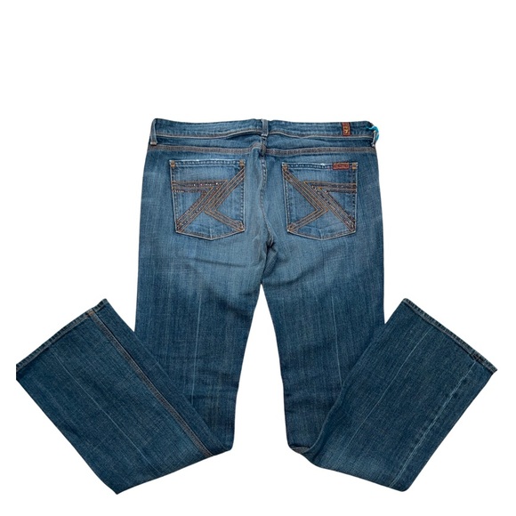 7FAM Flynt Boot Cut Mid-Rise Jeans - 32, rhinestone pockets - Picture 3 of 12